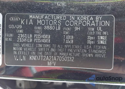 2010 Kia Soul Sport z USA, uszkodzony, nr VIN KNDJT2A21A7050132